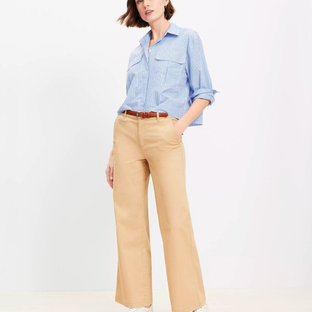 Size 6P Monroe Wide Leg Khaki Colored Pants Curvy